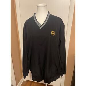 Lands End UPS Logo Mens Pullover Work Jacket Size Large Lined Windbreaker